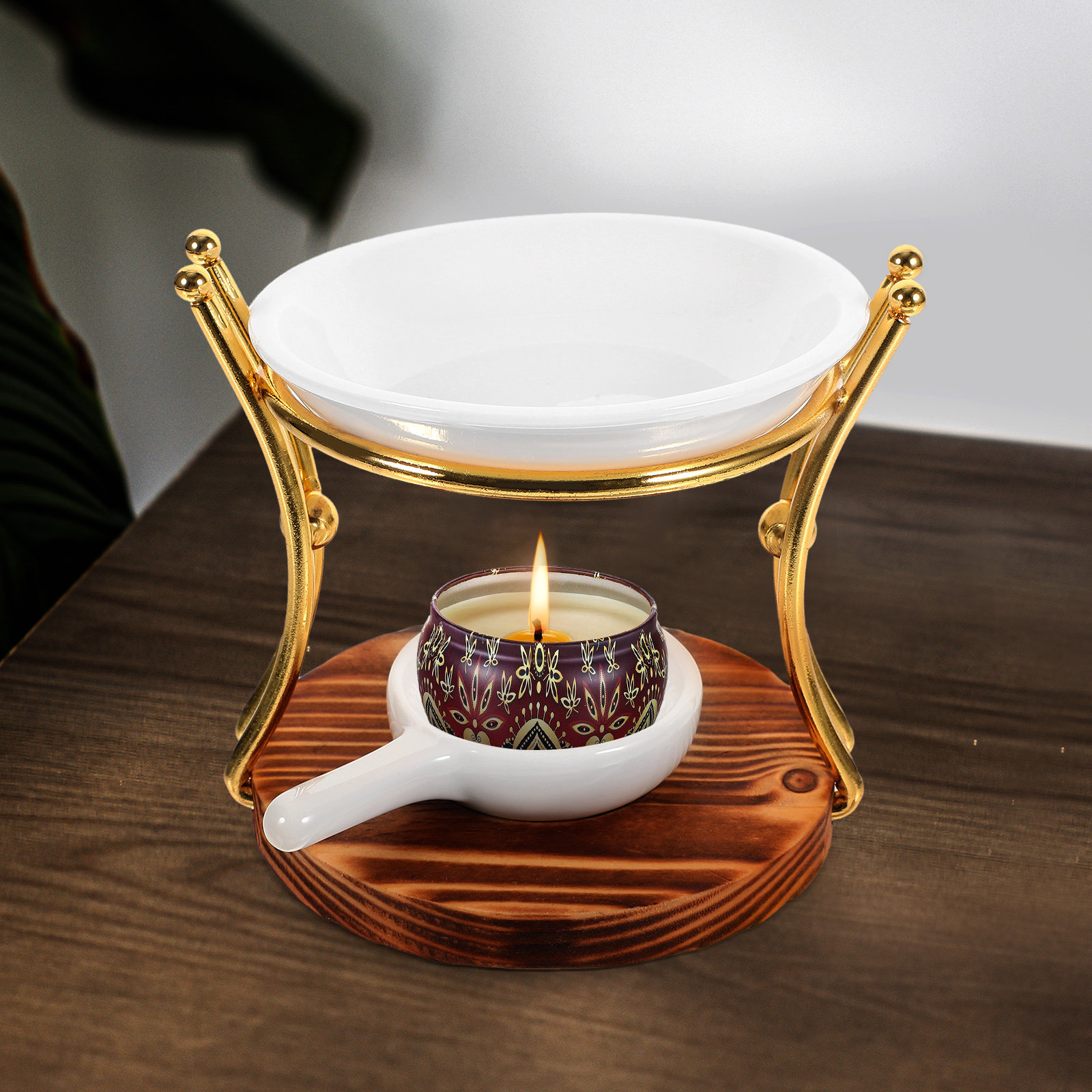 Ceramic Oil Burner - 1 Set Holz-Keramik-Eisen-Aromabrenner, Diffusor für ätherische